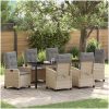 7-delars Trädgårdsset med Kuddar i Beige Poly Rattan vidaXL 200 x 80 x 73 cm – miniatyr 1