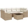 7-delars trädgårdsset med kuddar i beige poly-rattan vidaXL 55 x 55 x 37 cm – miniatyr 2