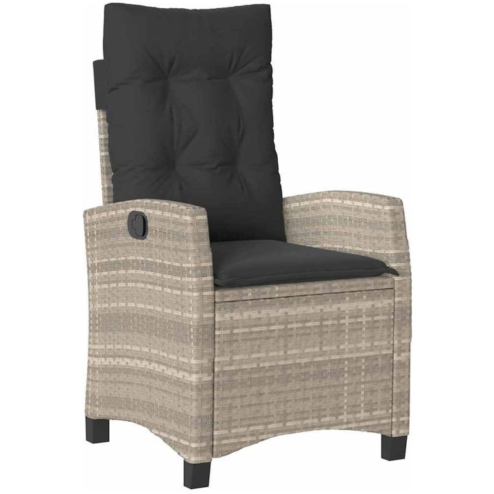 7 Delars Trädgårdsset med Kuddar - Ljusgrå Poly Rattan vidaXL 200 x 80 x 73 cm – bild 5