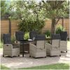 7 Delars Trädgårdsset med Kuddar - Ljusgrå Poly Rattan vidaXL 200 x 80 x 73 cm – miniatyr 1