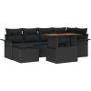 7-delars trädgårdsset med kuddar - svart poly-rattan och akacia vidaXL 100 x 55 x 73 cm – miniatyr 2