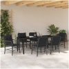 7-delars trädgårdsset med matbord och kuddar - Svart poly rattan. vidaXL 200 x 80 x 73 cm – miniatyr 4