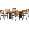 7-delars trädgårdsset svart poly rattan akacia vidaXL 6 - Sits – miniatyr 3