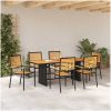 7-delars trädgårdsset svart poly rattan akacia vidaXL 6 - Sits – miniatyr 4