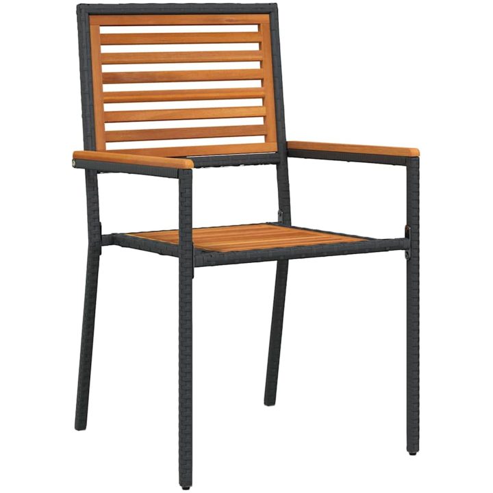 7-delars trädgårdsset svart poly rattan akacia vidaXL 6 - Sits – bild 6