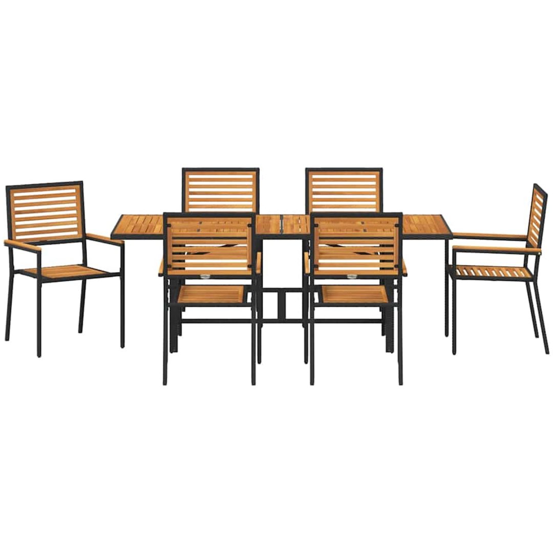 7-delars trädgårdsset svart poly rattan akacia vidaXL 6 - Sits – bild 7