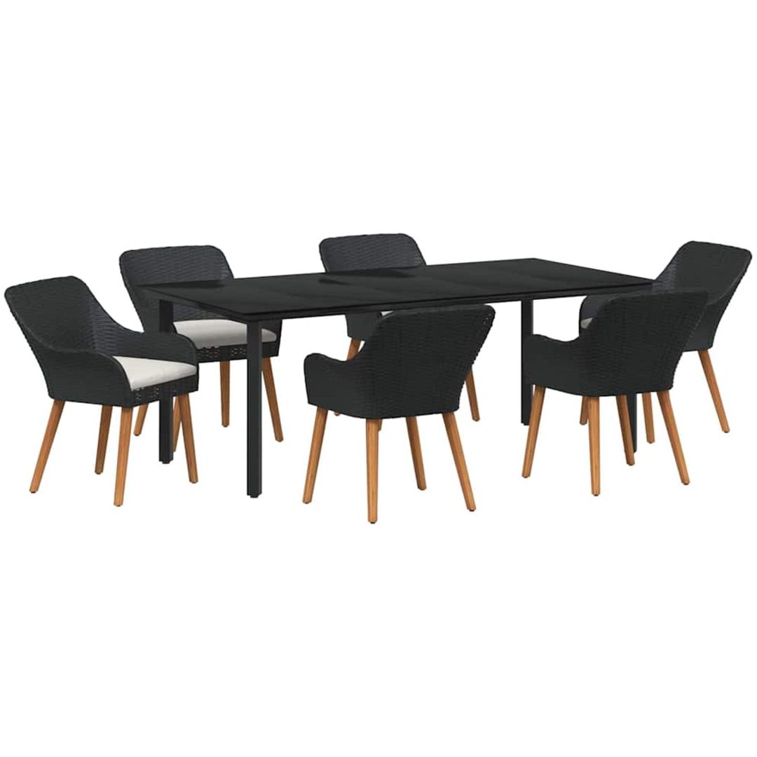7-delars Trädgårdsset Svart Poly Rattan vidaXL 200 x 100 cm – bild 2