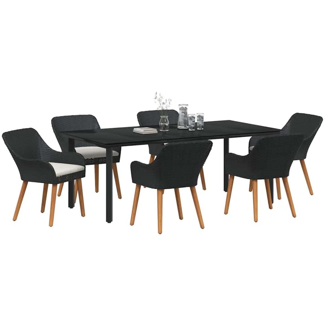7-delars Trädgårdsset Svart Poly Rattan vidaXL 200 x 100 cm – bild 3