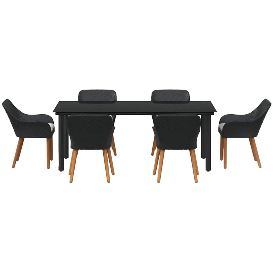 7-delars Trädgårdsset Svart Poly Rattan vidaXL 200 x 100 cm – bild 8