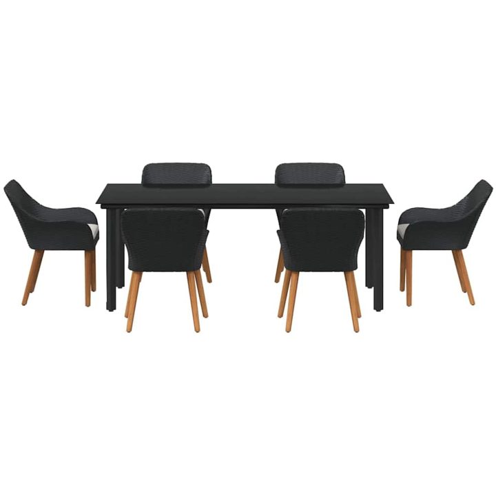 7-delars Trädgårdsset Svart Poly Rattan vidaXL 200 x 100 cm – bild 8