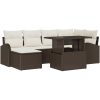 7-delars trädgårdssoff-set med kuddar i brunt polyrotting vidaXL 100 x 55 x 73 cm – miniatyr 2