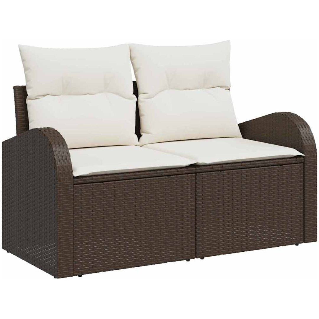 7-delars trädgårdssoffa med dynor Brun Poly Rattan vidaXL Stor – bild 4