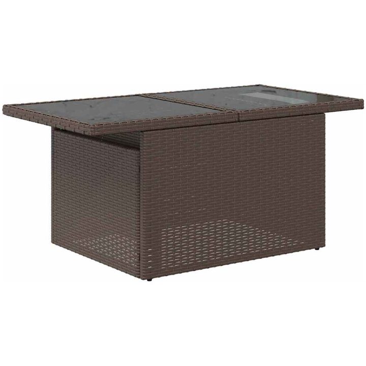 7-delars trädgårdssoffa med dynor Brun Poly Rattan vidaXL Stor – bild 6
