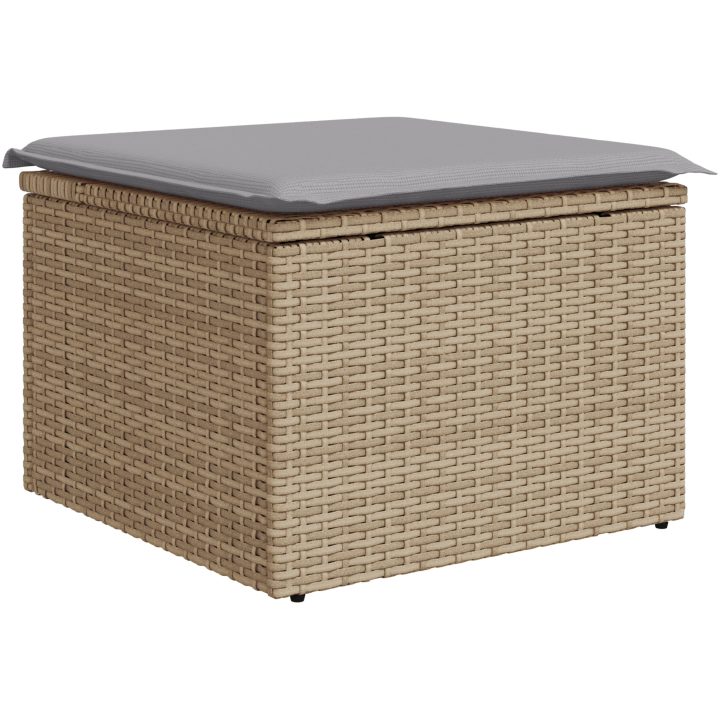 7-delars trädgårdssoffa med kuddar Beige Poly Rattan Akacia vidaXL Standard – bild 7