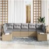 7-delars Trädgårdssoffa med Kuddar Beige Poly Rattan vidaXL 289 x 154 x 69 cm – miniatyr 3
