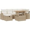 7-delars trädgårdssoffa med kuddar i beige poly rattan vidaXL Stor – miniatyr 2