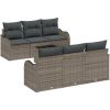 7-delars trädgårdssoffa med kuddar i grå poly rattan vidaXL Stor – miniatyr 2