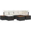 7-delars trädgårdssoffa med kuddar, svart poly rattan vidaXL 55 x 55 x 37 cm – miniatyr 2