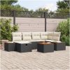 7-delars trädgårdssoffa med kuddar, svart poly rattan vidaXL 55 x 55 x 37 cm – miniatyr 1