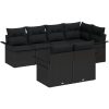7-delars trädgårdssoffa med kuddar svart poly rattan vidaXL Medium – miniatyr 2