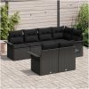 7-delars trädgårdssoffa med kuddar svart poly rattan vidaXL Medium – miniatyr 3