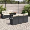 7-delars trädgårdssoffa set med kuddar i svart poly rattan och akacia vidaXL 100 x 55 x 73 cm – miniatyr 3
