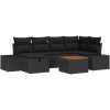 7-delars Trädgårdssoffa Set med Kuddar Svart Poly Rattan vidaXL 55 x 55 x 37 cm – miniatyr 2