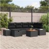 7-delars Trädgårdssoffa Set med Kuddar Svart Poly Rattan vidaXL 55 x 55 x 37 cm – miniatyr 1