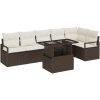 7-delars Trädgårdssoffasett med Kuddar Brun Poly Rattan vidaXL Stor – miniatyr 2