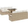7-delars trädgårdssoffgrupp med kuddar, beige polyrotting vidaXL Medium – miniatyr 2