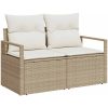 7-delars trädgårdssoffgrupp med kuddar, beige polyrotting vidaXL Medium – miniatyr 4