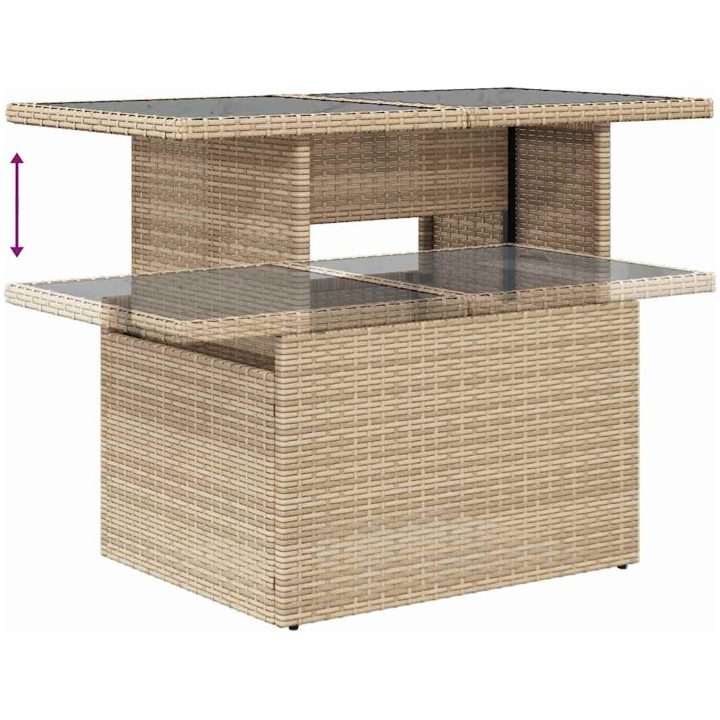 7-delars trädgårdssoffgrupp med kuddar, beige polyrotting vidaXL Medium – bild 9