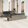 7-delars trädgårdssoffgrupp med kuddar, grå poly rattan vidaXL 100 x 55 x 73 cm – miniatyr 1