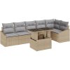7-delars trädgårdssoffgrupp med kuddar i beige poly-ratt vidaXL 100 x 55 x 73 cm – miniatyr 2
