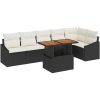 7-delars trädgårdssoffgrupp med kuddar, svart polyrotting vidaXL 100 x 55 x 73 cm – miniatyr 2