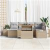 7 Delars Trädgårdssoffor med Kuddar i Beige Poly Rattan vidaXL 100 x 55 x 73 cm – miniatyr 3