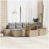 7 Delars Trädgårdssoffor med Kuddar i Beige Poly Rattan vidaXL 100 x 55 x 73 cm – miniatyr 1