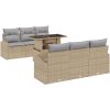 7-delars trädgårdssoffset med kuddar - Beige poly rattan vidaXL 100 x 55 x 73 cm – miniatyr 2