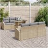 7-delars trädgårdssoffset med kuddar - Beige poly rattan vidaXL 100 x 55 x 73 cm – miniatyr 3