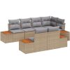 7 Delars Trädgårdssoffset med Kuddar Beige Poly Rotting Akacia vidaXL 264 x 154 x 69 cm – miniatyr 2