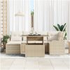 7 Delars Trädgårdssoffset med Kuddar Beige Poly Rotting vidaXL Stor – miniatyr 3
