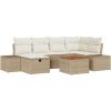 7-delars trädgårdssoffset med kuddar beige polyrotting vidaXL 55 x 55 x 37 cm – miniatyr 2