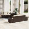 7 Delars Trädgårdssoffset med Kuddar Brun Poly Rattan vidaXL 100 x 55 x 73 cm – miniatyr 1