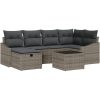 7-delars Trädgårdssoffset med kuddar Grå Poly Rattan vidaXL 55 x 62 x 69 cm – miniatyr 2