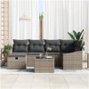 7-delars Trädgårdssoffset med kuddar Grå Poly Rattan vidaXL 55 x 62 x 69 cm – miniatyr 3