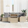 7-delars trädgårdssoffset med kuddar i beige poly rattan vidaXL Stor – miniatyr 3