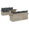 7-delars trädgårdssoffset med kuddar i ljusgrått poly rattan vidaXL 100 x 55 x 73 cm – miniatyr 2