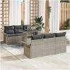7-delars trädgårdssoffset med kuddar i ljusgrått poly rattan vidaXL 100 x 55 x 73 cm – miniatyr 1