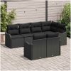 7-delars Trädgårdssoffset med kuddar Svart Poly Rattan vidaXL Stor – miniatyr 3