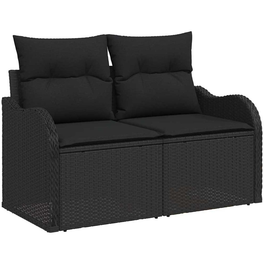 7-delars Trädgårdssoffset med kuddar Svart Poly Rattan vidaXL Stor – bild 4